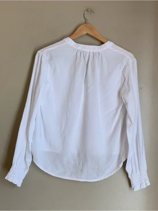 Cloth & Stone White Tencel Lyocell Peasant Blouse Petite Small Prairie Cottage - Picture 7 of 8